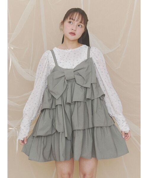 merry jenny(メリージェニー)の「プレゼントリボンミニワンピース(ワンピース・レディース・ピンク/チャコールグレー/ブラック・FREE)」の2枚目の写真