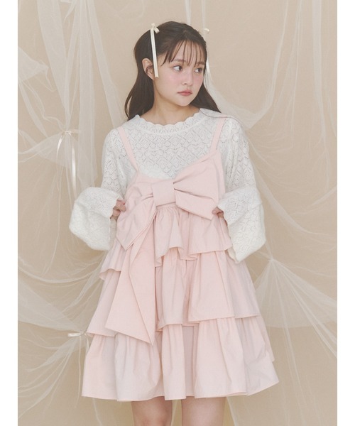merry jenny(メリージェニー)の「プレゼントリボンミニワンピース(ワンピース・レディース・ピンク/チャコールグレー/ブラック・FREE)」の4枚目の写真