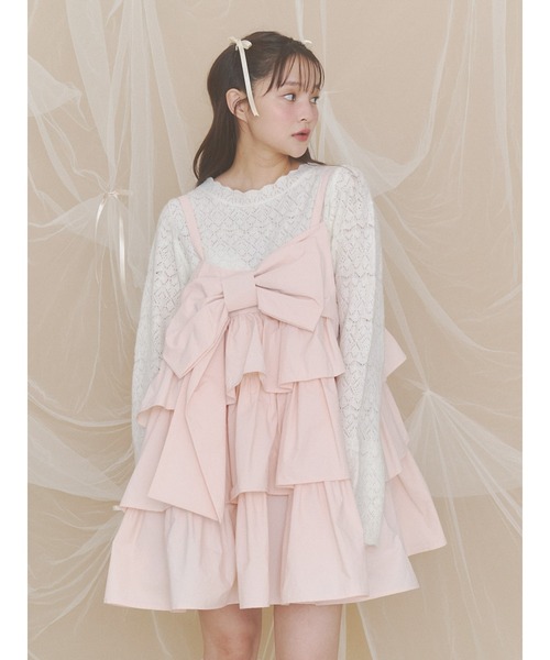 merry jenny(メリージェニー)の「プレゼントリボンミニワンピース(ワンピース・レディース・ピンク/チャコールグレー/ブラック・FREE)」の5枚目の写真