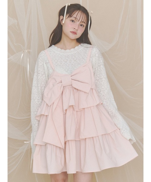 merry jenny(メリージェニー)の「プレゼントリボンミニワンピース(ワンピース・レディース・ピンク/チャコールグレー/ブラック・FREE)」の6枚目の写真