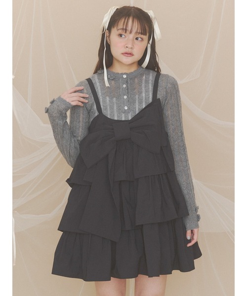merry jenny(メリージェニー)の「プレゼントリボンミニワンピース(ワンピース・レディース・ピンク/チャコールグレー/ブラック・FREE)」の8枚目の写真