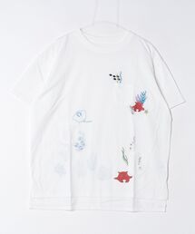 多ポケット刺繍　五分袖プルオーバー　海の生き物