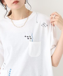 多ポケット刺繍　五分袖プルオーバー　海の生き物