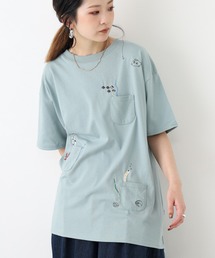 多ポケット刺繍 五分袖プルオーバー 海の生き物