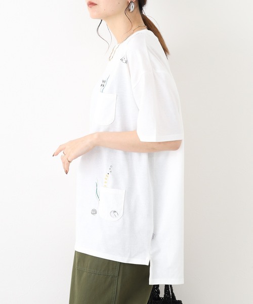 FUNALIVE(ファンアライブ)の「多ポケット刺繍 五分袖プルオーバー 海の生き物(Tシャツ/カットソー・レディース・チャコールグレー/ライトブルー/グリーン系/ブルー系/ネイビー/ミント/ホワイト系1/オフホワイト/ホワイト系・L/M)」の17枚目の写真