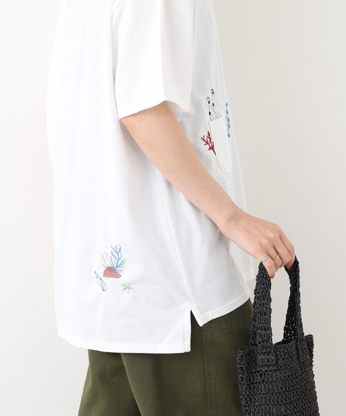 FUNALIVE(ファンアライブ)の「多ポケット刺繍 五分袖プルオーバー 海の生き物(Tシャツ/カットソー・レディース・チャコールグレー/ライトブルー/グリーン系/ブルー系/ネイビー/ミント/ホワイト系1/オフホワイト/ホワイト系・L/M)」の19枚目の写真