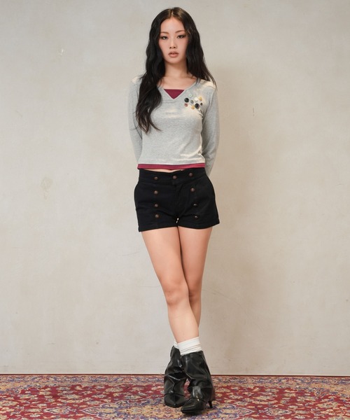 sedacle girl(セダクルガール)の「レイヤードボタンロンT(Tシャツ/カットソー・レディース・ネイビー/グレー/ダークブラウン・SMALL/MEDIUM)」の12枚目の写真