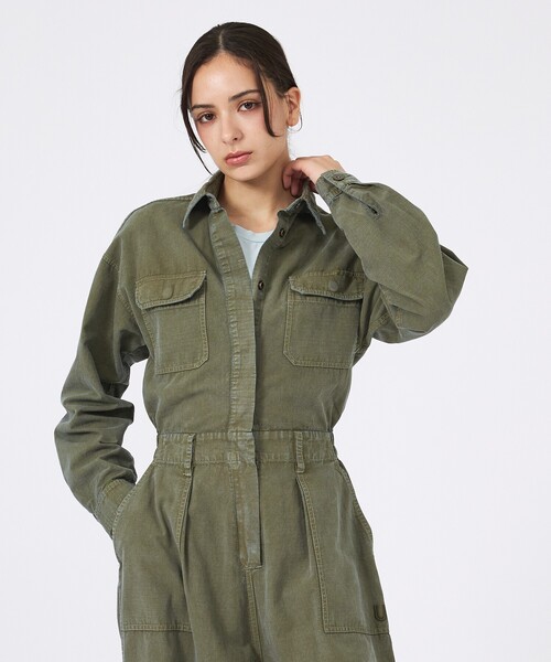 UNIVERSAL OVERALL(ユニバーサルオーバーオール)の「【UNIVERSAL OVERALL/ユニバーサルオーバーオール】ヴィンテージジャンプスーツ(つなぎ/オールインワン・レディース・カーキ・フリー)」の8枚目の写真