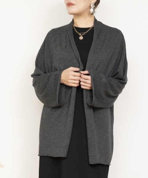 JOCOSA(ジョコサ)の「ウールニット ロングカーディガン(カーディガン/ボレロ・レディース・ブラック/ダークブラウン/チャコール/アイボリー・FREE)」の3枚目の写真
