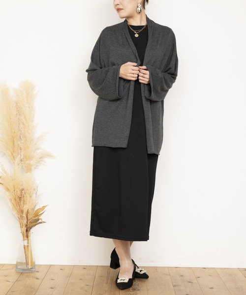 JOCOSA(ジョコサ)の「ウールニット ロングカーディガン(カーディガン/ボレロ・レディース・ブラック/ダークブラウン/チャコール/アイボリー・FREE)」の5枚目の写真