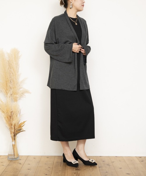 JOCOSA(ジョコサ)の「ウールニット ロングカーディガン(カーディガン/ボレロ・レディース・ブラック/ダークブラウン/チャコール/アイボリー・FREE)」の7枚目の写真
