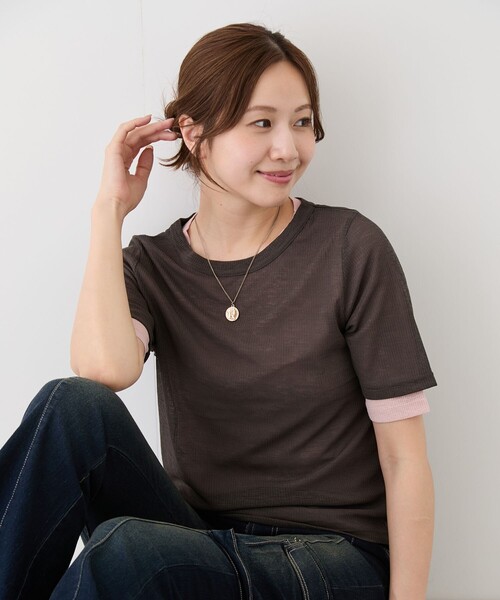 Jayro(ジャイロ)の「シアーテレコレイヤードトップス(Tシャツ/カットソー・レディース・ホワイト系その他2/チャコールグレー/ブラック系その他・M)」の16枚目の写真