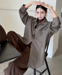 オーバーサイズ ミニチェックルーズシャツ