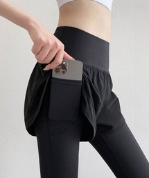 ヨガウェア ショートパンツ付きレギンス