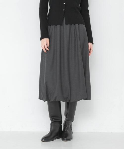 URBAN RESEARCH(アーバンリサーチ)の「『UR TECH SMOOTHLUXE』ウール混バルーンギャザースカート(スカート・レディース・ブラック/チャコールグレー・FREE)」の1枚目の写真