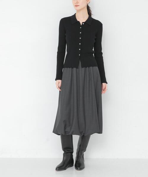 URBAN RESEARCH(アーバンリサーチ)の「『UR TECH SMOOTHLUXE』ウール混バルーンギャザースカート(スカート・レディース・ブラック/チャコールグレー・FREE)」の11枚目の写真