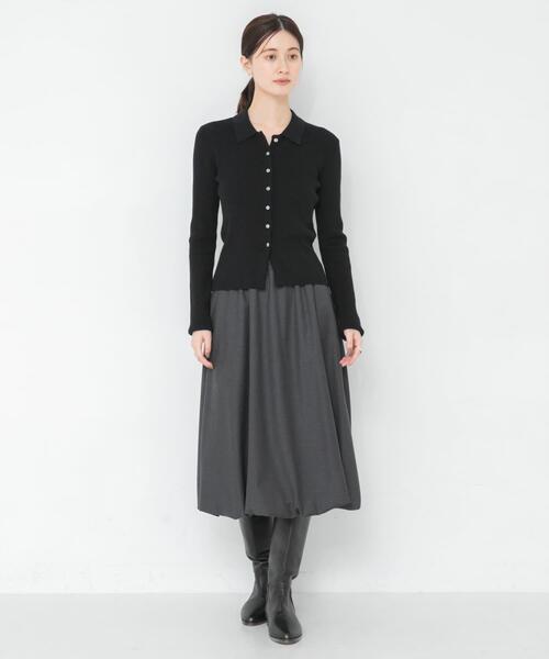 URBAN RESEARCH(アーバンリサーチ)の「『UR TECH SMOOTHLUXE』ウール混バルーンギャザースカート(スカート・レディース・ブラック/チャコールグレー・FREE)」の12枚目の写真