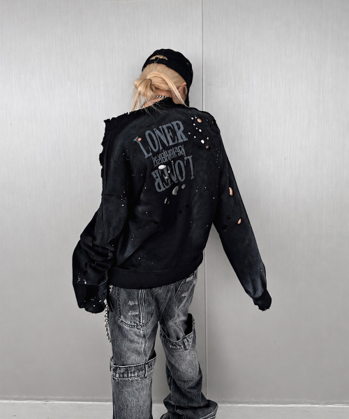 ROARINGRAD(ロアリングラド)の「クロスダメージスウェットシャツ グレー(スウェット・レディース・その他・MEDIUM/LARGE)」の3枚目の写真