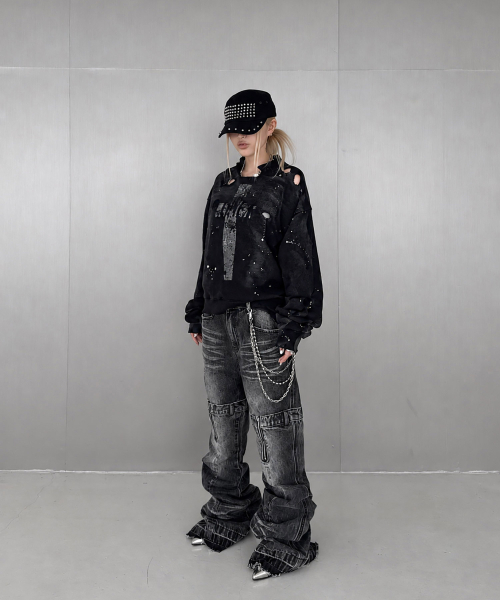 ROARINGRAD(ロアリングラド)の「クロスダメージスウェットシャツ グレー(スウェット・レディース・その他・MEDIUM/LARGE)」の4枚目の写真