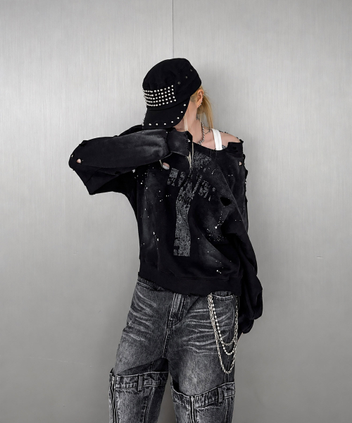 ROARINGRAD(ロアリングラド)の「クロスダメージスウェットシャツ グレー(スウェット・レディース・その他・MEDIUM/LARGE)」の6枚目の写真