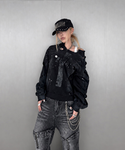 ROARINGRAD(ロアリングラド)の「クロスダメージスウェットシャツ グレー(スウェット・レディース・その他・MEDIUM/LARGE)」の11枚目の写真