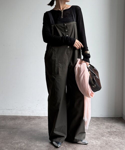 DouDou(ドゥドゥ)の「【WEB限定】チノサロペット(つなぎ/オールインワン・レディース・チャコールグレー/ブラック・FREE)」の14枚目の写真