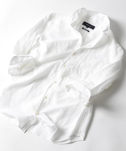 SHIPS JET BLUE（シップスジェットブルー）の「SHIPS JET BLUE: 【COOLMAX】 リネン 7スリーブシャツ（シャツ/ブラウス・メンズ・ホワイト/ライトグリーン/ライトブルー/ラベンダー・SMALL/MEDIUM/LARGE）」の2枚目の写真