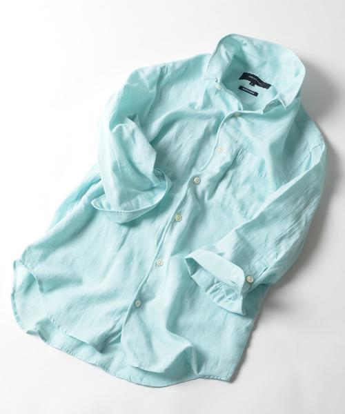 SHIPS JET BLUE（シップスジェットブルー）の「SHIPS JET BLUE: 【COOLMAX】 リネン 7スリーブシャツ（シャツ/ブラウス・メンズ・ホワイト/ライトグリーン/ライトブルー/ラベンダー・SMALL/MEDIUM/LARGE）」の3枚目の写真