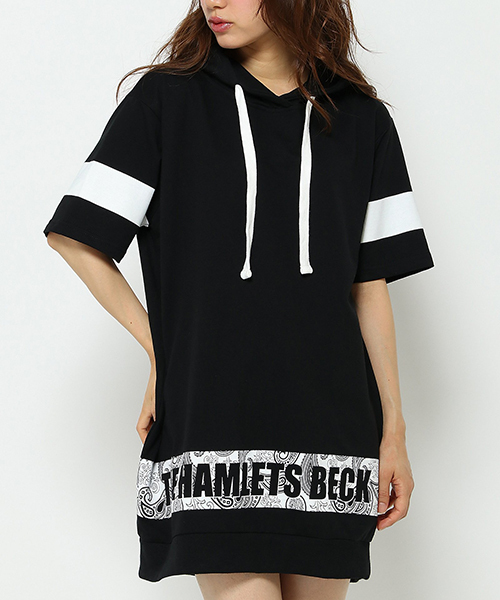 VENCEEXCHANGE(ヴァンスエクスチェンジ)の「ミニ裏毛ロゴパーカーチュニック (パーカー・レディース・オフホワイト/ブラック・MEDIUM)」の2枚目の写真