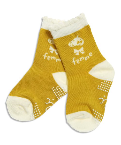 apres les cours（アプレレクール）の「ベレー帽デザインソックス（ソックス/靴下・キッズ・オフホワイト/マスタード/ピンク・12/18/21/15 ）」の2枚目の写真