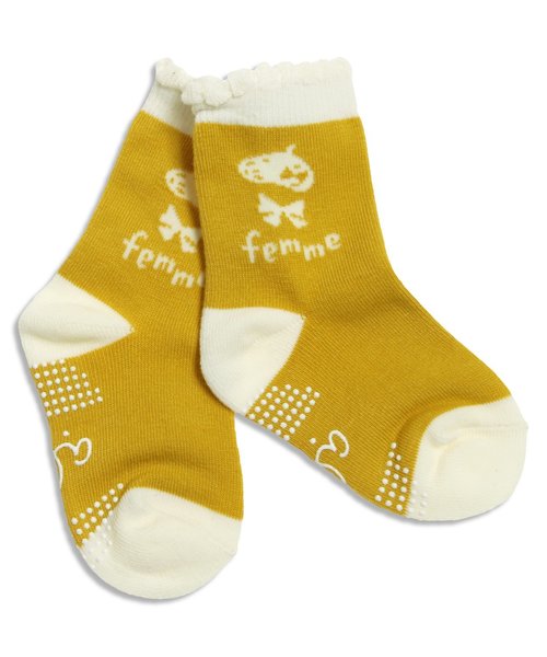 apres les cours（アプレレクール）の「ベレー帽デザインソックス（ソックス/靴下・キッズ・オフホワイト/マスタード/ピンク・12/18/21/15 ）」の4枚目の写真