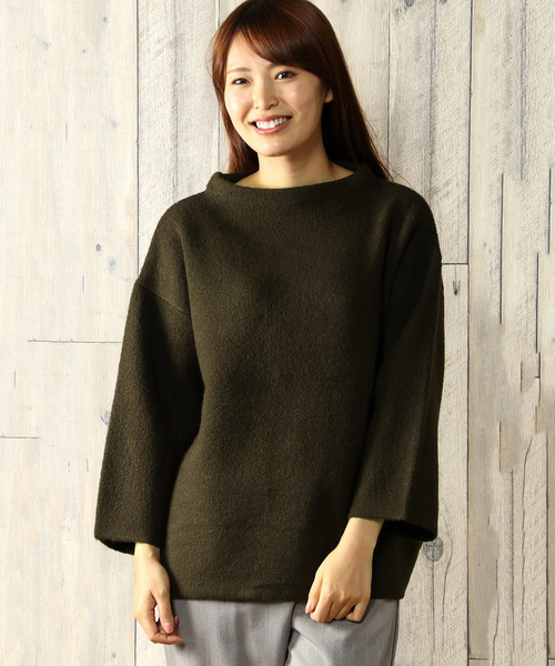 LBC（エルビーシー）の「アクリルナイロンミラノリブボトルネックプルオーバー              （ニット/セーター・レディース・オフホワイト/オリーブ/ネイビー・MEDIUM）」の3枚目の写真