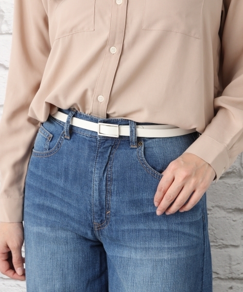 LEPSIM（レプシィム）の「【リバーシブルで使える！】ピンレスリバーシブルホソベルトSS　745533（ベルト・レディース・ホワイト×シルバー/ブラック×ブラック/グレー系その他・ONE SIZE）」の2枚目の写真