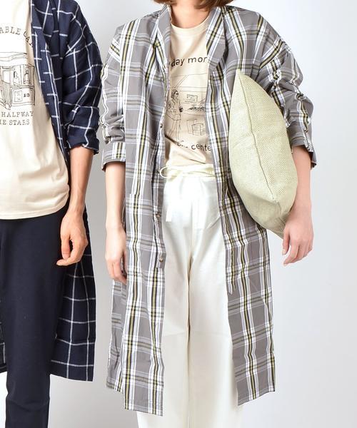 SHIPS Days(シップスデイズ)の「【別注】Villon'd: ガウン (チェック柄)(ルームウェア/パジャマ・レディース・グレー・ONE SIZE)」の1枚目の写真