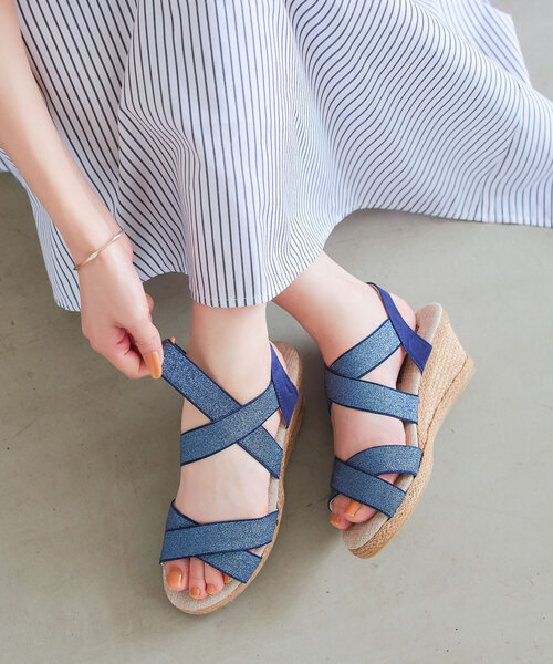 KOBE LETTUCE（コウベレタス）の「7cmウェッジソールクロスゴムジュートサンダル（サンダル・レディース・ブラック系その他/シルバー/ブラック/カーキ/ピンク/パイソン/ベージュ/ブラック系その他2/オレンジ/ベージュ系その他/グレイッシュベージュ/ブルー系その他/シルバー系その他/その他1/ブルー系その他2/ブラック系その他4/ブラック系その他3/ベージュ系その他2/ベージュ系その他3/ゴールド/ローズ/ブラウン系その他2/ブラウン系その他/ブルー系その他3/ブラウン/ブラック系/ネイビー系・M/L/S/LL）」の19枚目の写真