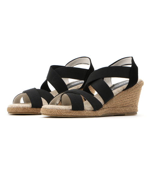 KOBE LETTUCE（コウベレタス）の「7cmウェッジソールクロスゴムジュートサンダル（サンダル・レディース・ブラック系その他/シルバー/ブラック/カーキ/ピンク/パイソン/ベージュ/ブラック系その他2/オレンジ/ベージュ系その他/グレイッシュベージュ/ブルー系その他/シルバー系その他/その他1/ブルー系その他2/ブラック系その他4/ブラック系その他3/ベージュ系その他2/ベージュ系その他3/ゴールド/ローズ/ブラウン系その他2/ブラウン系その他/ブルー系その他3/ブラウン/ブラック系/ネイビー系・M/L/S/LL）」の2枚目の写真