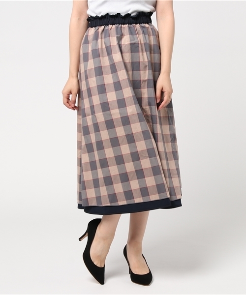 POU DOU DOU（プードゥドゥ）の「リバーシブルギャザーフレアースカート（スカート・レディース・ボルドー/ブラウン/ネイビー・3）」の9枚目の写真