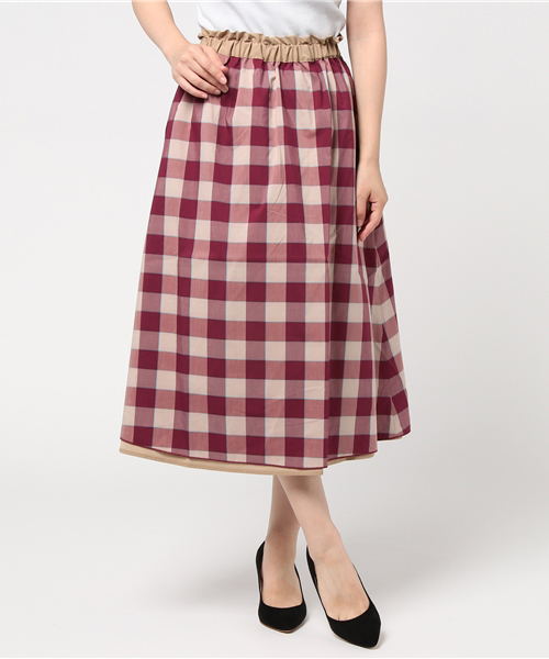 POU DOU DOU（プードゥドゥ）の「リバーシブルギャザーフレアースカート（スカート・レディース・ボルドー/ブラウン/ネイビー・3）」の12枚目の写真