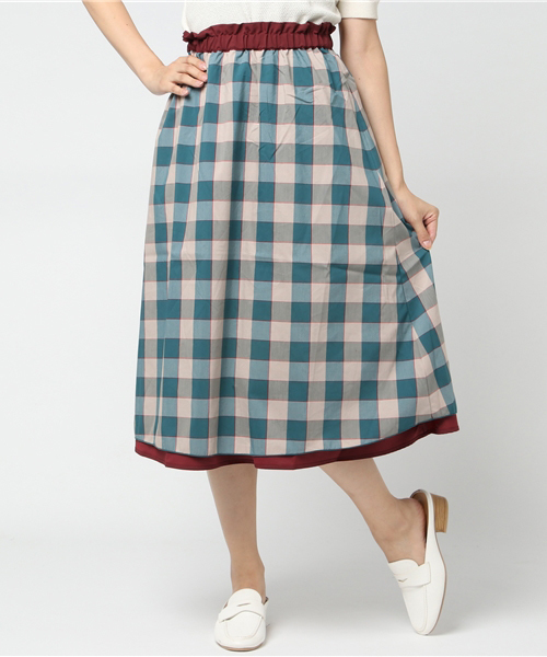 POU DOU DOU（プードゥドゥ）の「リバーシブルギャザーフレアースカート（スカート・レディース・ボルドー/ブラウン/ネイビー・3）」の11枚目の写真