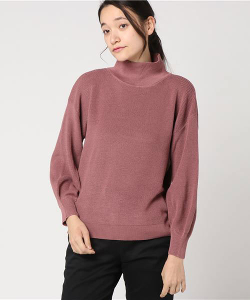 earth music&ecology（アースミュージックアンドエコロジー）の「・ハイネック畦ニットプルオーバー（ニット/セーター・レディース・ピンク/ライトグレー/ブラック/アイボリー・FREE）」の4枚目の写真