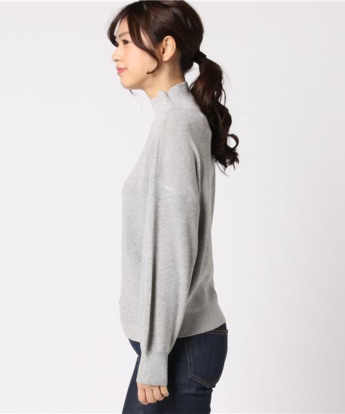 earth music&ecology（アースミュージックアンドエコロジー）の「・ハイネック畦ニットプルオーバー（ニット/セーター・レディース・ピンク/ライトグレー/ブラック/アイボリー・FREE）」の9枚目の写真