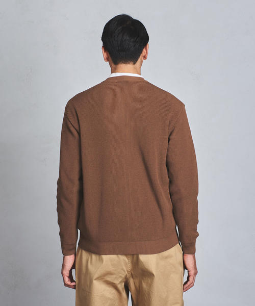 UNITED ARROWS（ユナイテッドアローズ）の「UASB アクリル コットン アゼ クルーネック カーディガン（ニット/セーター・メンズ・ブラック/ブラウン/ホワイト・SMALL/X-LARGE/MEDIUM/LARGE）」の4枚目の写真