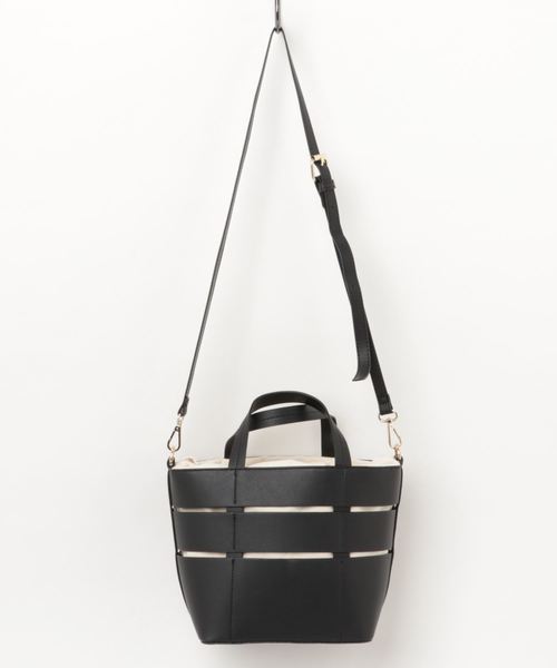 INTERPLANET(インタープラネット)の「コンビトートバッグ(ショルダーバッグ・レディース・ブラック/オフホワイト/キャメル・フリー)」の3枚目の写真