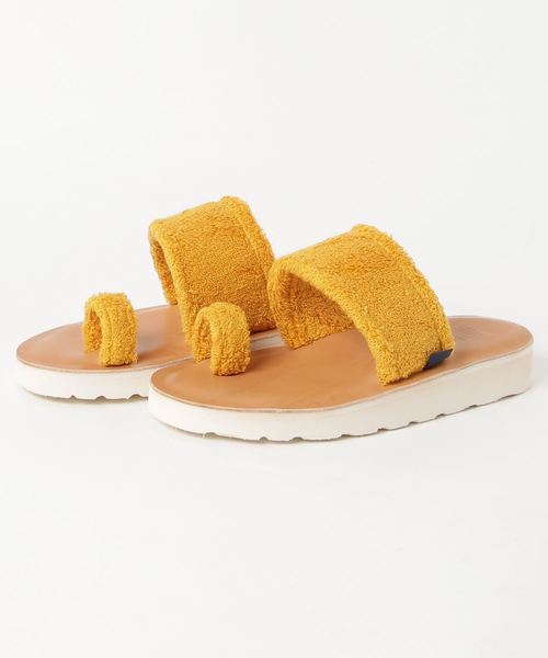 THING FABRICS（シングファブリックス）の「tHING FABRICS/シングファブリックス Tip Top 365 × Cowhide Instep Sandal（サンダル・レディース・ブラック/オフホワイト/イエロー・1/2）」の12枚目の写真