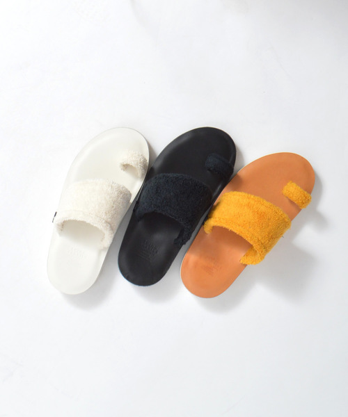 THING FABRICS（シングファブリックス）の「tHING FABRICS/シングファブリックス Tip Top 365 × Cowhide Instep Sandal（サンダル・レディース・ブラック/オフホワイト/イエロー・1/2）」の13枚目の写真