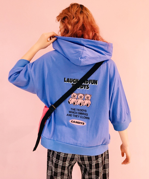 Candy Stripper(キャンディストリッパー)の「LAUGH AND FUN TEDDYS フーディ(Tシャツ/カットソー・レディース・ライトブルー/ブラック/イエロー・2)」の4枚目の写真