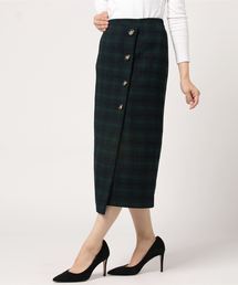 YECCA VECCA | Ｐ．ドビーチェック柄釦ラップスカート(スカート)