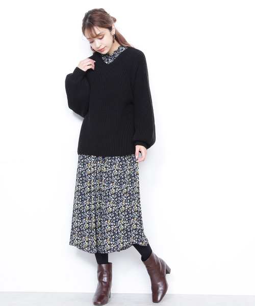 N.(N. Natural Beauty Basic)(エヌエヌナチュラルビューティーベーシック)の「アゼゆったりニット(ニット/セーター・レディース・ブラック/ベージュ/ブルー/カーキ・MEDIUM)」の19枚目の写真