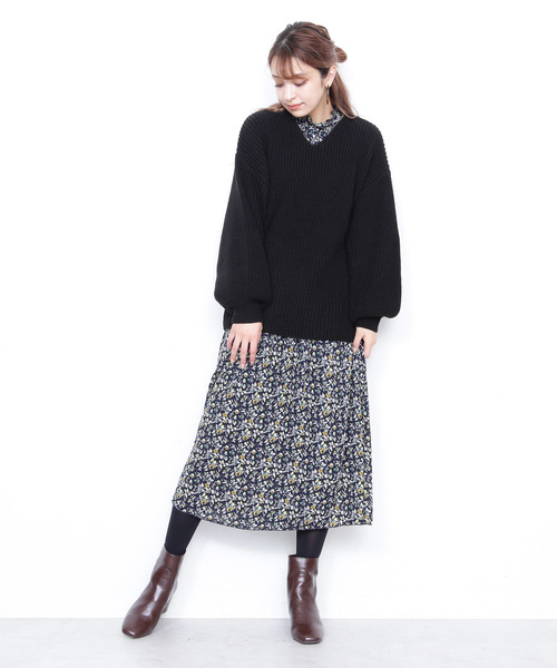 N.(N. Natural Beauty Basic)(エヌエヌナチュラルビューティーベーシック)の「アゼゆったりニット(ニット/セーター・レディース・ブラック/ベージュ/ブルー/カーキ・MEDIUM)」の15枚目の写真