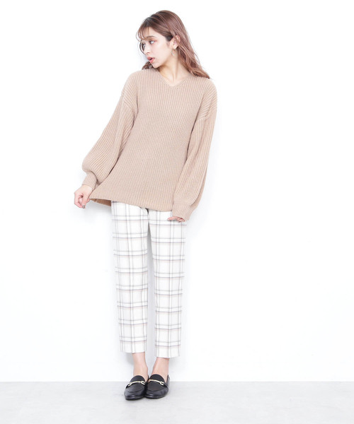 N.(N. Natural Beauty Basic)(エヌエヌナチュラルビューティーベーシック)の「アゼゆったりニット(ニット/セーター・レディース・ブラック/ベージュ/ブルー/カーキ・MEDIUM)」の11枚目の写真